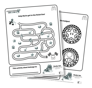 Mario Kart Deluxe 8 coloring sheet and activity sheet